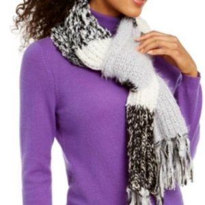 INC International Concepts Colorblocked Fringe Muffler Scarf Black New w/Tag #28